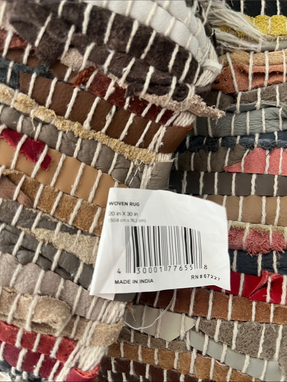 Boho Handwoven Multi-Color Striped Rag Fringe Rug - Picture 4 of 4